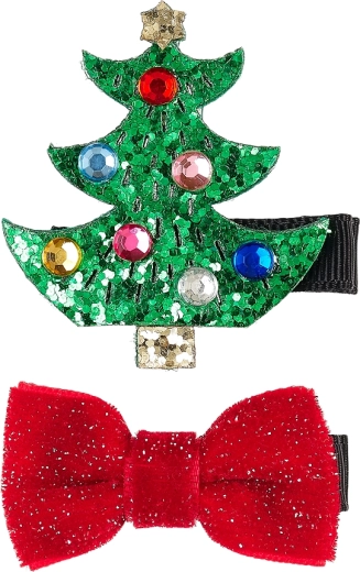 Souza! Haarspangen mit Weihnachtsbaum und Schleife (2 Stk.)