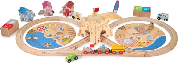 Holzeisenbahn BIGJIGS RAIL Küstenreinigung, 70 Teile