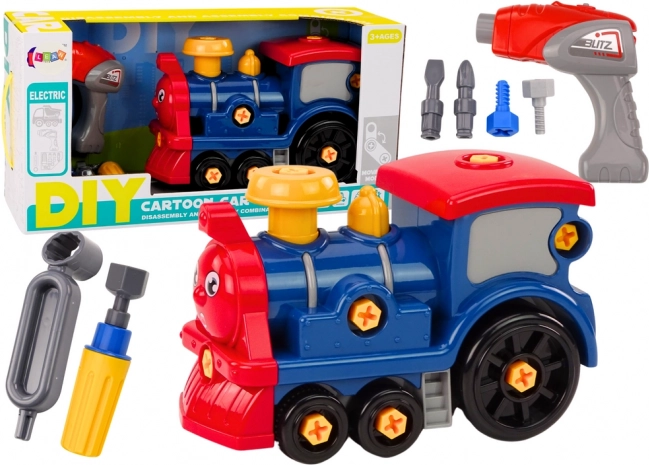 Montierbare Cartoon-Lokomotive DIY – dunkelblau