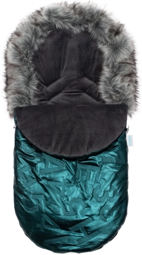 New Baby luxuriöser Winterfußsack mit Fellbesatz, grün