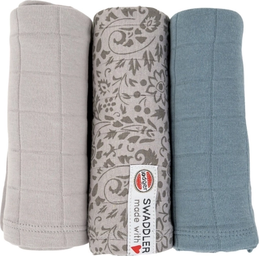 LODGER Swaddler Flower Tribe Mist, 70 × 70 cm (3 Stk.)