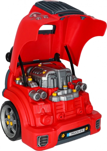 Öffnende Motorhaube und zerlegbarer Motor