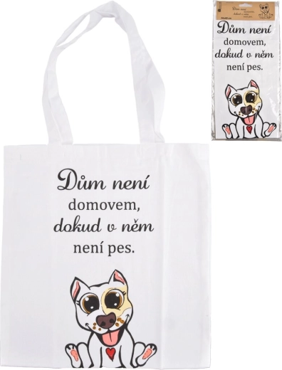 Baumwolltasche DOG HOME weiß 36 × 40 cm