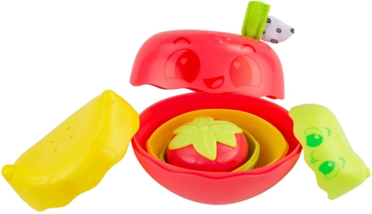 4 aufklappbare Früchte: Stapeln und Ineinanderstecken