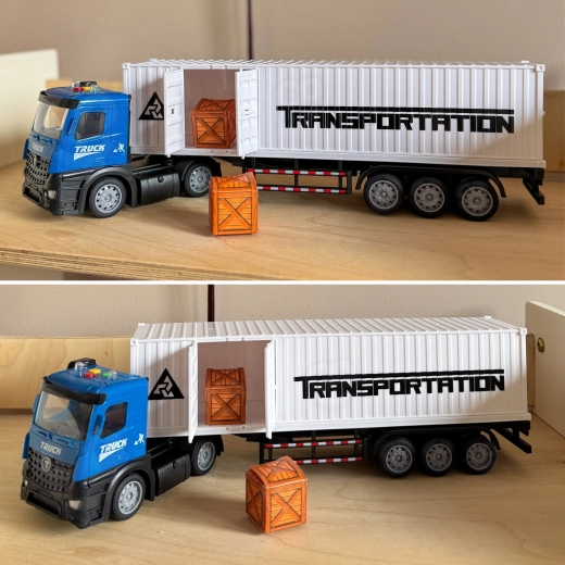 Zu öffnender Container und Ladung