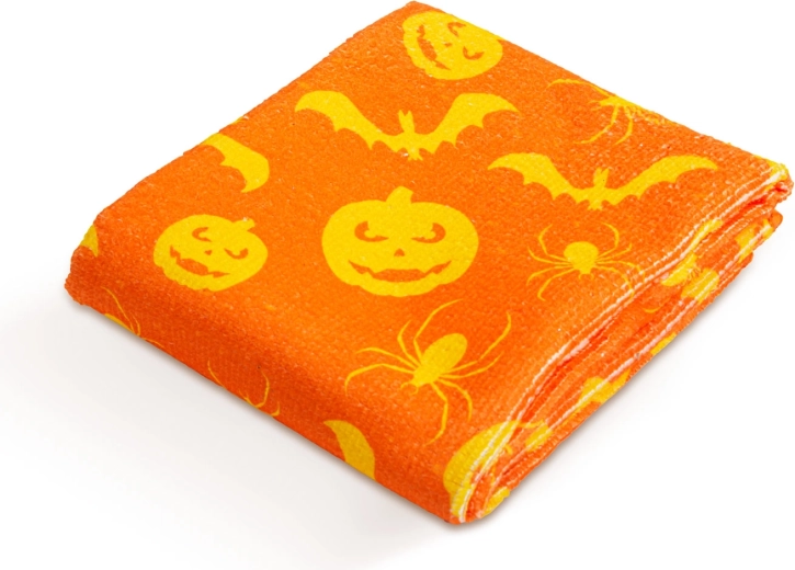 Mikrofasertuch mit Halloween-Motiv aus Kürbis und Fledermaus, orange, 60 × 40 cm