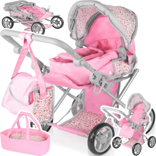 Puppenwagen 3-in-1 Pink Flowers