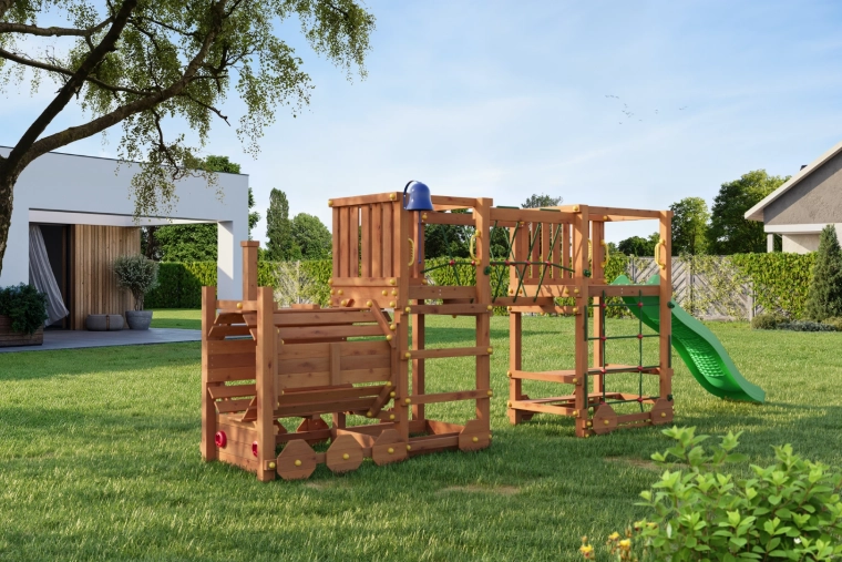 Hängebrücke und Kletternetz zur Fähigkeitsförderung