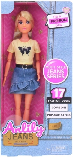 Puppe Lili im Jeansrock 30 cm