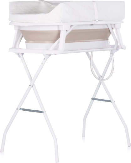 Chipolino Sonata faltbare Babybadewanne mit Wickelunterlage und Ständer – Latte