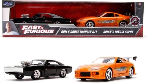 Metallmodellautos Fast & Furious Twin Pack Toyota Supra und Dodge Charger 1:32