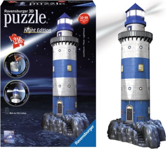 Ravensburger leuchtendes 3D-Puzzle Leuchtturm Nachtedition 216 Teile