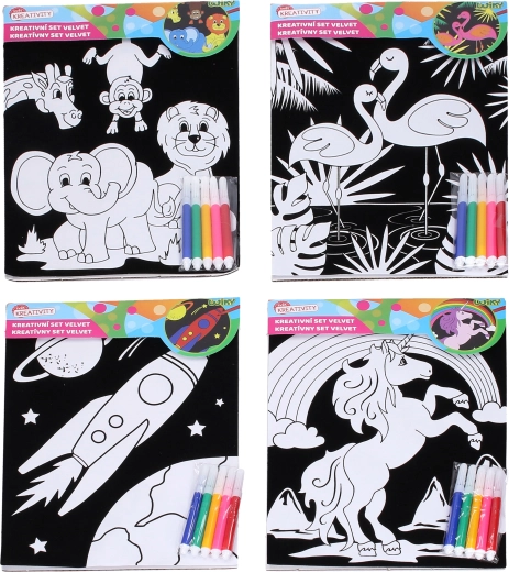 Kreatives Samt-Set 21,5 × 30 cm mit 5 Filzstiften