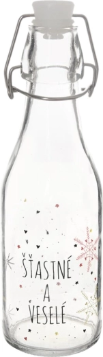 Glasflasche FLOCKE mit Metall-Klippverschluss 0,29 l rot