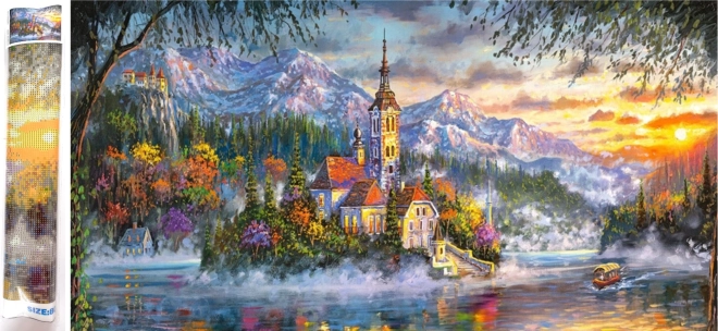 Diamantmalerei: Residenz auf der Insel 80x40 cm