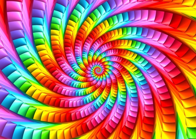 Puzzle Regenbogen-psychedelische Spirale 1000 Teile