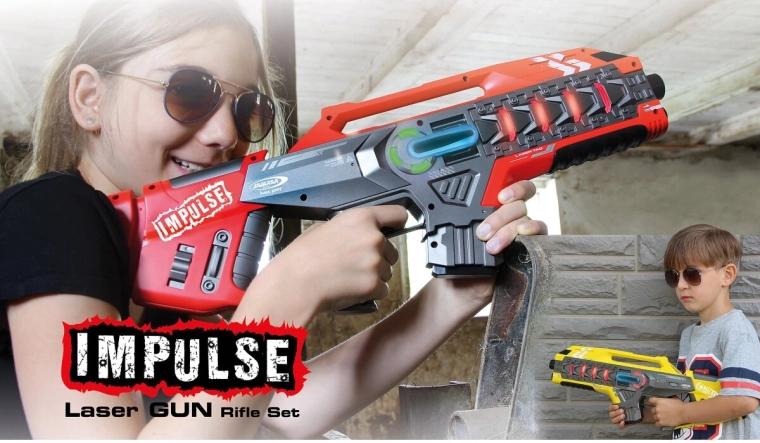 Impulse Laser-Tag-Set mit Waffen gelb/rot