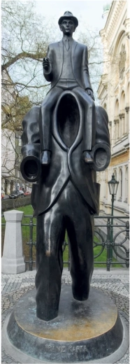 Motiv des Franz-Kafka-Denkmals im Panorama