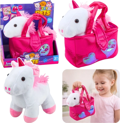 Plüsch-Einhorn in Handtasche, weiß, 25 cm