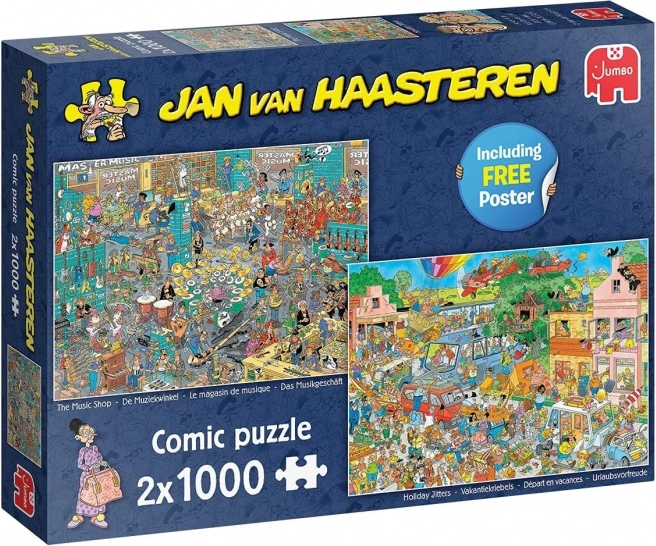 Jumbo Puzzle Jan van Haasteren - Musikladen & Feriennervosität 2x1000 Teile