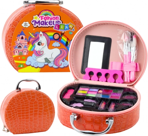 Kinderset zum Schminken und für Maniküre in orangefarbener Kosmetiktasche