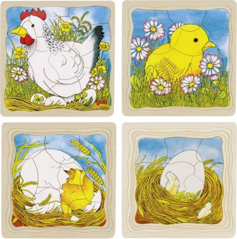 Entwicklungspuzzle aus Holz Huhn GOKI