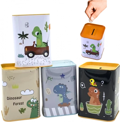 Metall-Spardose Dinosaurier im Auto 11 × 8 cm