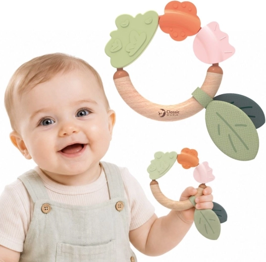 Classic World sensorischer Beißring aus Holz für Babys ab der Geburt