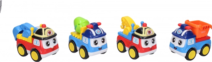 Bau-Spielzeugauto mit Gesicht 13 cm mit Schwungrad