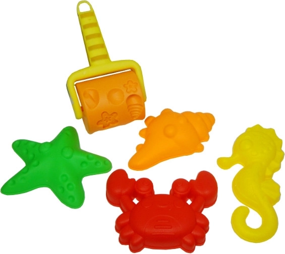 Set aus Meeres-Sandformen mit Walze