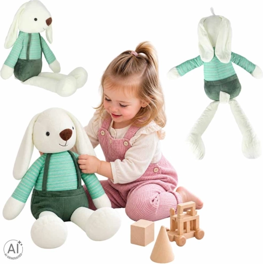 Plüschhäschen in grünen Shorts 70 cm - 1 Stück