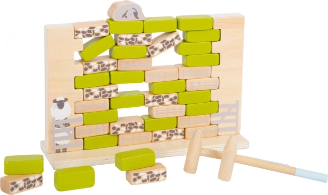 Hölzernes Spiel Wackelige Wand