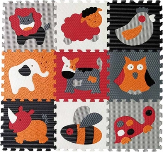 Schaumstoff-Puzzle Tiere grau und rot 30 × 30