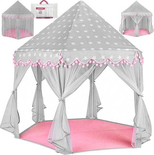 Kinder-Spielzelt grau‑rosa KUZZEL