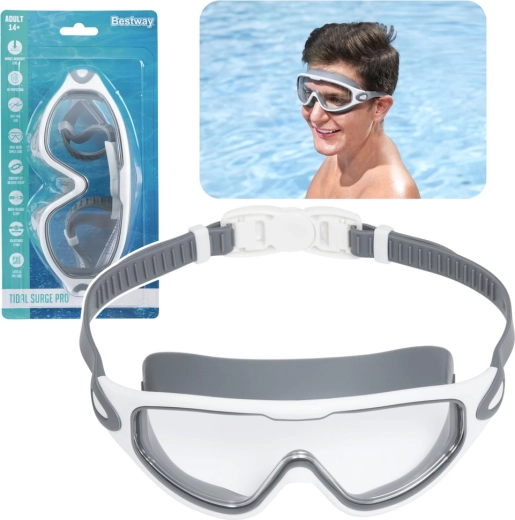 Schwimmbrille Bestway weiß-grau mit verstellbarem Band