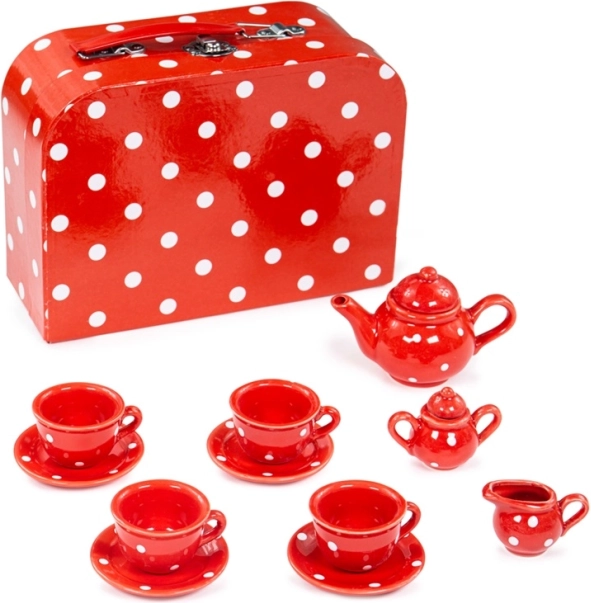 Rotes Teeset mit weißen Punkten BIGJIGS TOYS für Kinder