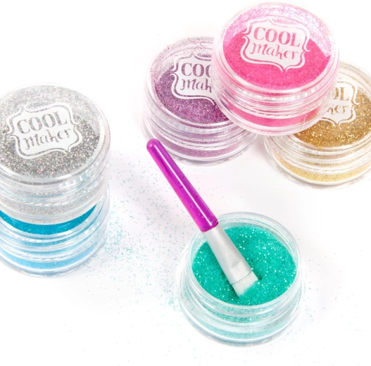 Sechs leuchtende Glitzerfarben