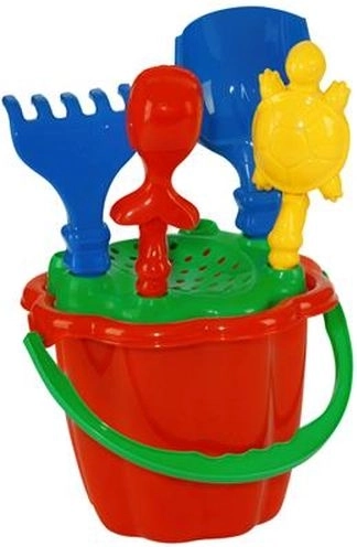 Sandspiel-Set mit Eimer, Schaufel, Rechen und Meeres-Tierförmchen