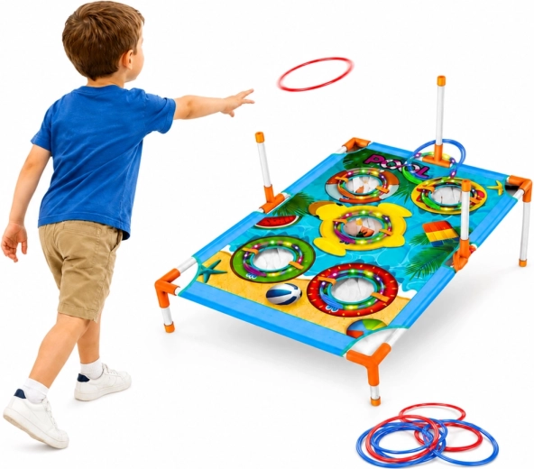 4 in 1: Ringe, Wurfsäckchen, Klettbälle und Frisbee