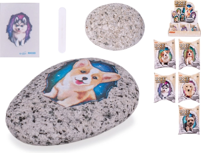 Stein mit Hundesticker – Kreativset für Kinder