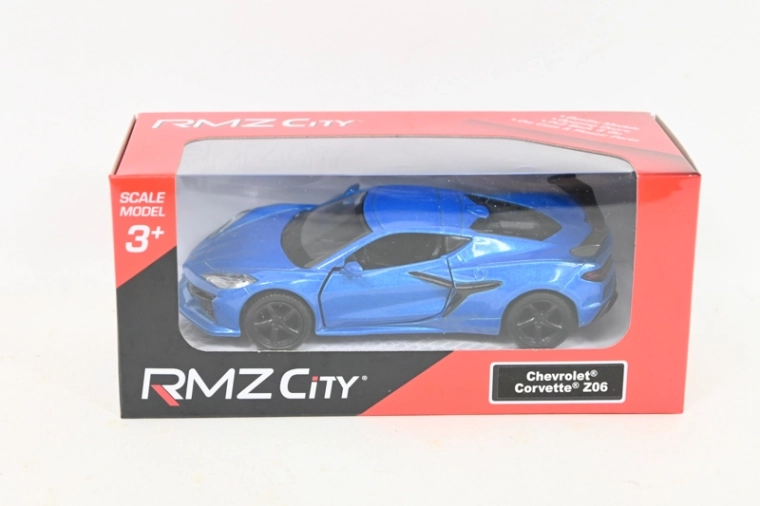 RMZ Chevrolet Corvette Z06 2023 – blaues Metallmodell 1:37 mit Pull-Back