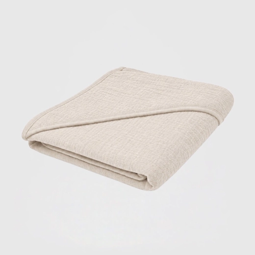 Musselin-Kinderbadetuch mit Kapuze New Baby 90 × 90 cm linen