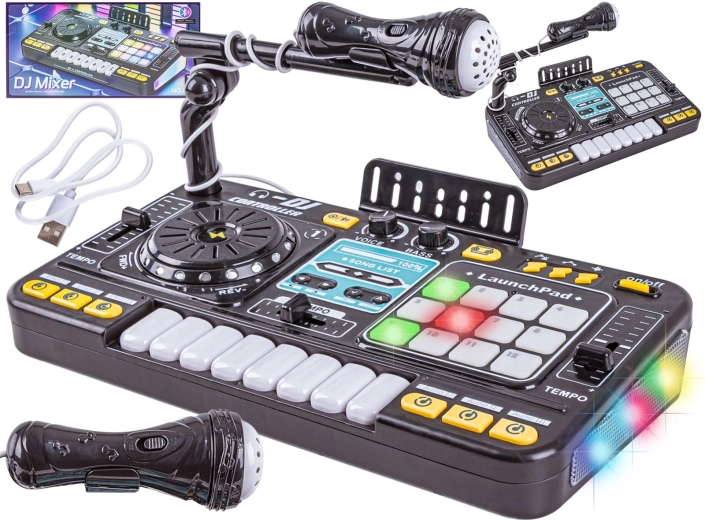 Kinder-DJ-Konsole mit Mikrofon und LED-Beleuchtung