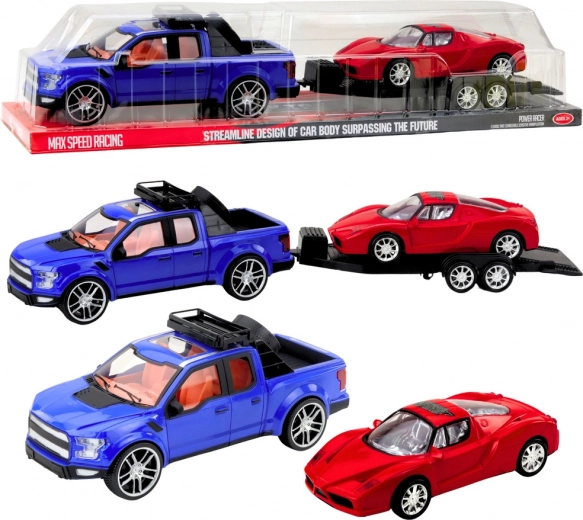 Set Geländewagen mit Anhänger und Sportwagen