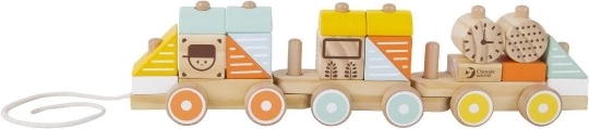 Holz-Nachziehzug mit 21 Teilen