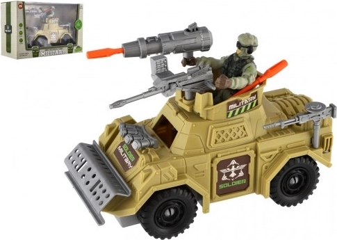 Militär-Set gepanzertes Auto mit Soldat und Zubehör, Kunststoff, Freilauf