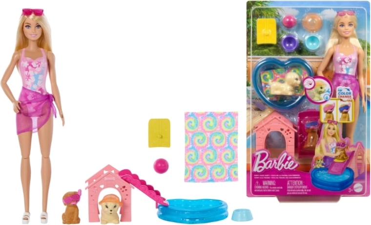 Barbie Spielset mit Badehündchen mit Farbwechsel-Effekt - 1 Stück