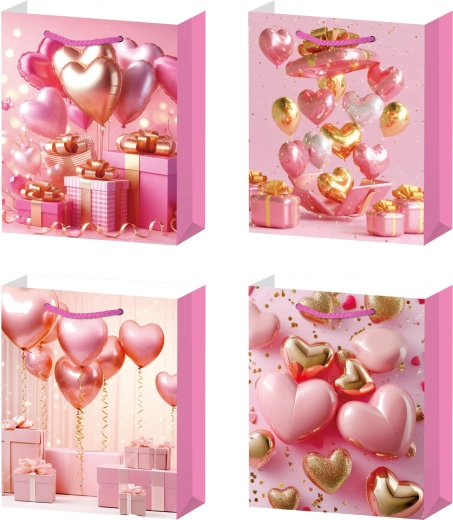 Geschenktasche M Rosa Herzchen
