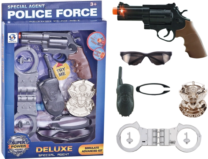 Polizeipistole mit Zubehör – Set 6 Stk.