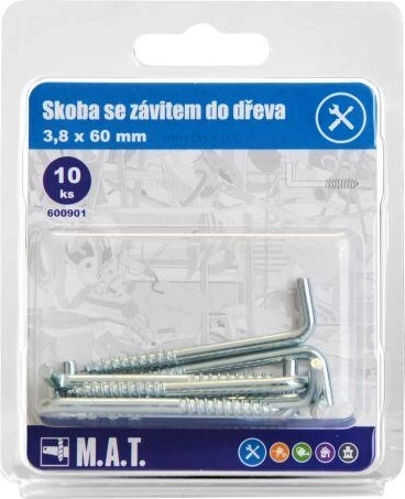 Holzschraubhaken 60 × 3,8 mm, verzinkt (10 Stk.)